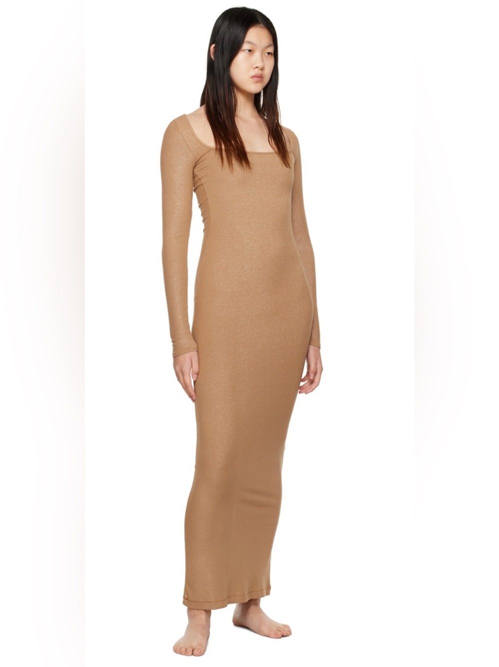 Skims Soft Lounge Shimmer Dress in Camel